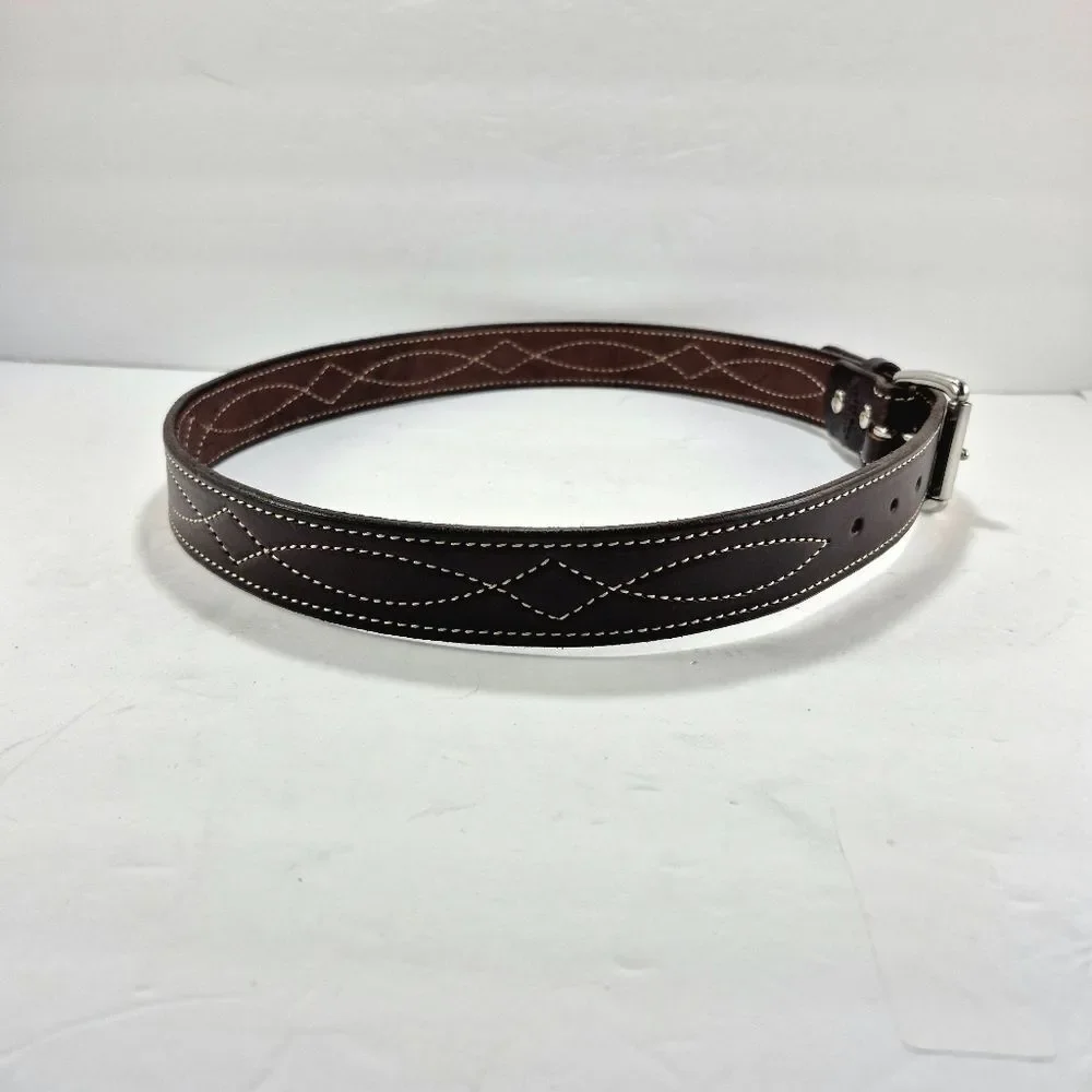 Forest Hill Leather Men's Brown Stitched Full-Grain Leather Belt Size 36